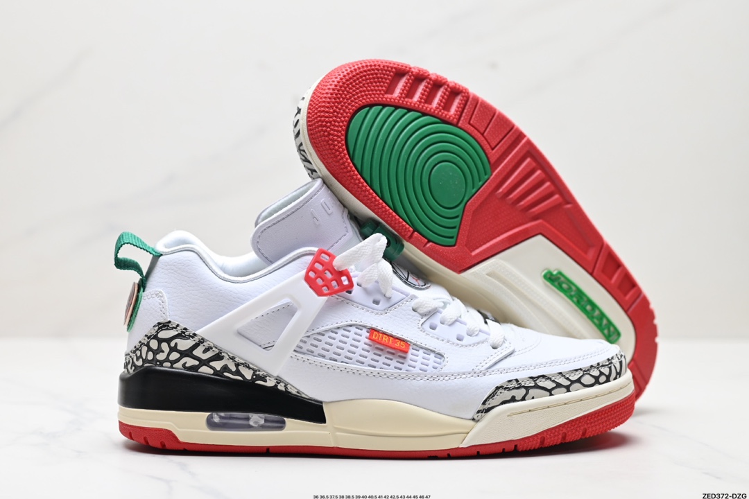 Air Jordan Spizike Hybrid OG ”White Green Black Red“斯派克李混合系列中帮休闲运动文化篮球鞋“白绿黑红爆裂纹”踢出去  315371-125