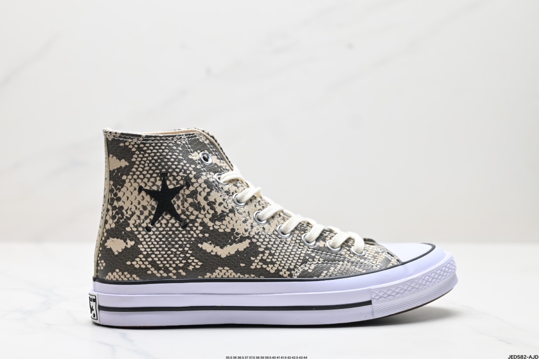 Stussy x Converse ALL STAR CHUCK 70 匡威 蛇纹时尚百搭 防滑耐磨 高帮 帆布鞋 A11674C