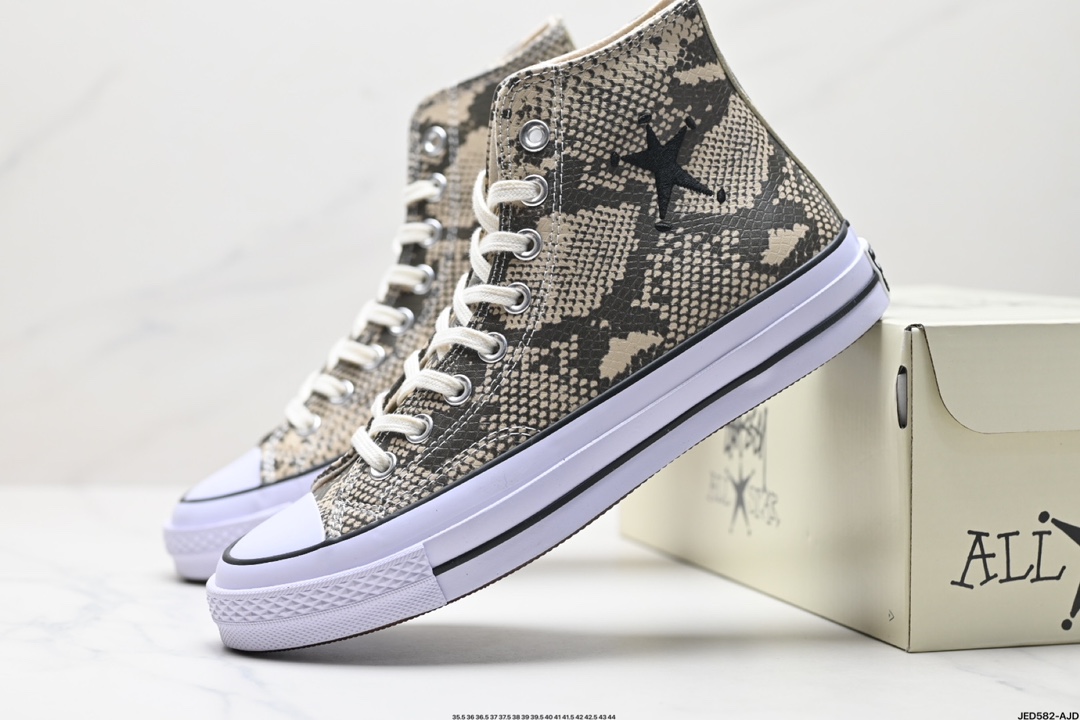 Stussy x Converse ALL STAR CHUCK 70 匡威 蛇纹时尚百搭 防滑耐磨 高帮 帆布鞋 A11674C