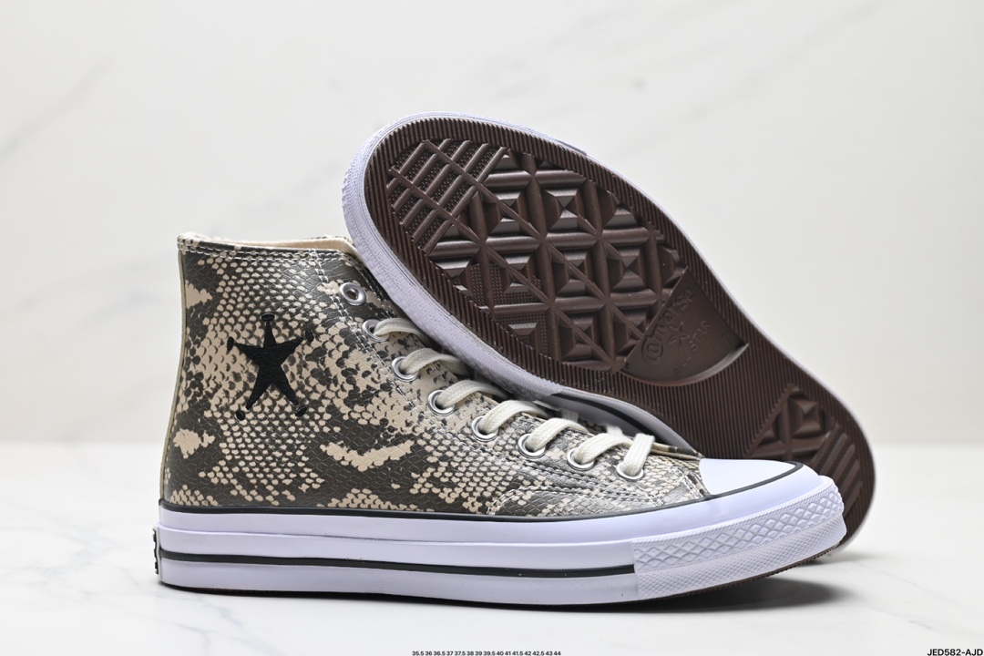 Stussy x Converse ALL STAR CHUCK 70 匡威 蛇纹时尚百搭 防滑耐磨 高帮 帆布鞋 A11674C