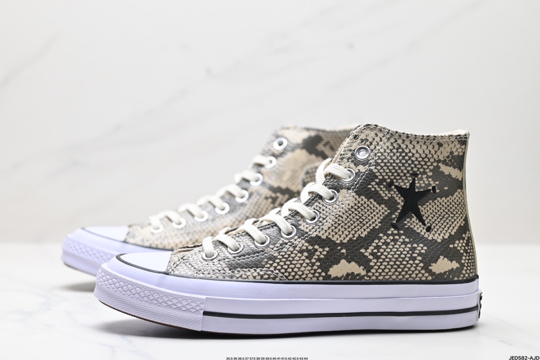 Stussy x Converse ALL STAR CHUCK 70 匡威 蛇纹时尚百搭 防滑耐磨 高帮 帆布鞋 A11674C