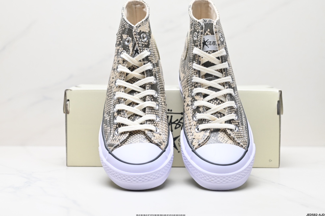 Stussy x Converse ALL STAR CHUCK 70 匡威 蛇纹时尚百搭 防滑耐磨 高帮 帆布鞋 A11674C