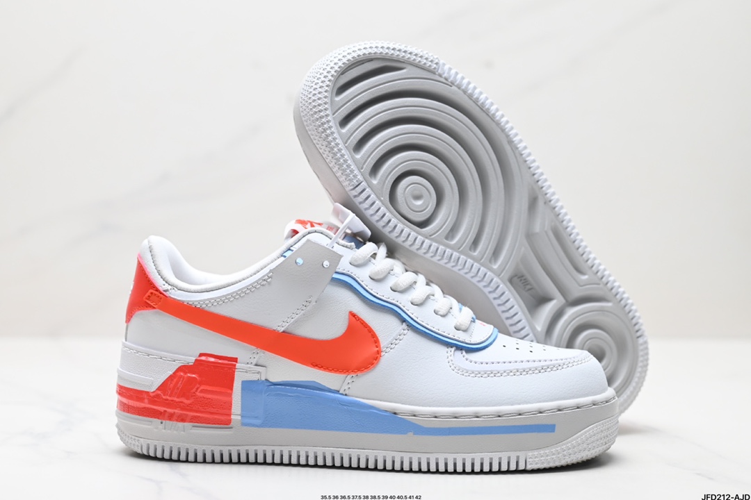 Nike WMNS Air Force 1 Shadow 马卡龙军空一号轻增量高低帮搭百板鞋 CQ9503-100