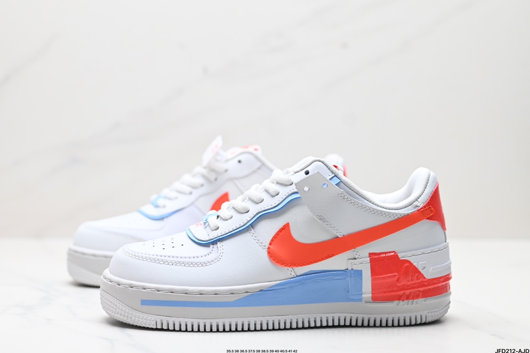 Nike WMNS Air Force 1 Shadow 马卡龙军空一号轻增量高低帮搭百板鞋 CQ9503-100