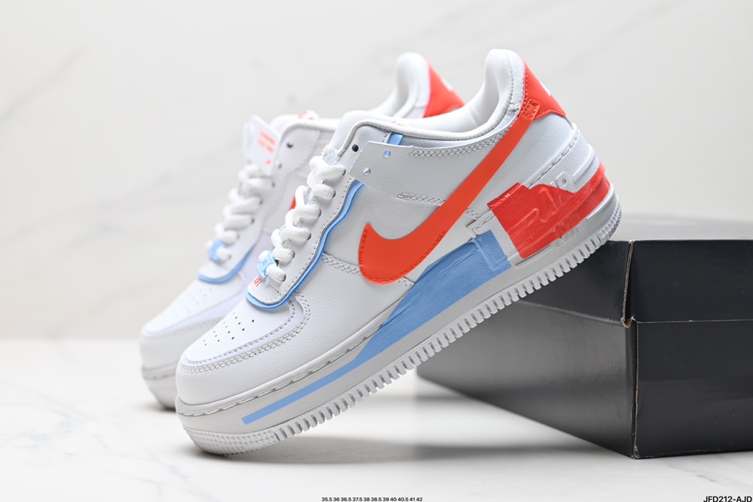 Nike WMNS Air Force 1 Shadow 马卡龙军空一号轻增量高低帮搭百板鞋 CQ9503-100