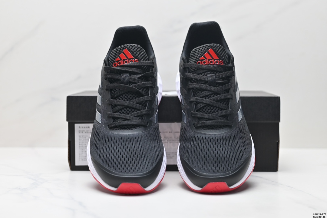 💰150
真标✅Adidas DURAMO SL轻盈跑鞋
adidas跑鞋设计总是呈现出一种经典低调的感觉，但Ultra Boost与Alphabounce这两个系列的出现，让市场掀起了一阵潮流 这款adidas Duramo 虽然不及前面那两款鞋子那么耀眼，但其主打的cloudfoam科技还是非常让人期待的。Cloudfoam是adidas家的另一种减震科技，减震性能不错，能够给脚底提供舒适的缓震感受
货号:FV8786
尺码:40-45
ID:JJD419-AZF