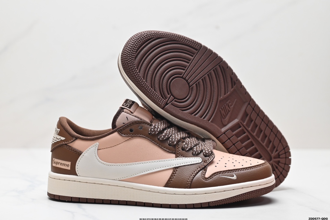 AJ1倒勾Travis Scott x Air Jordan 1 ” Reverse Mocha “ AJ1乔1 TS 闪电 联名倒钩 低帮文化篮球鞋 QY0268-223