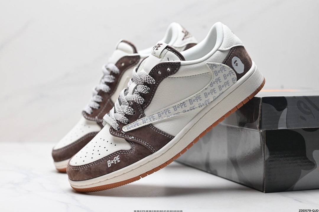 AJ1倒勾Travis Scott x Air Jordan 1 ” Reverse Mocha “ AJ1乔1 TS 闪电 联名倒钩 低帮文化篮球鞋   XF8698-005