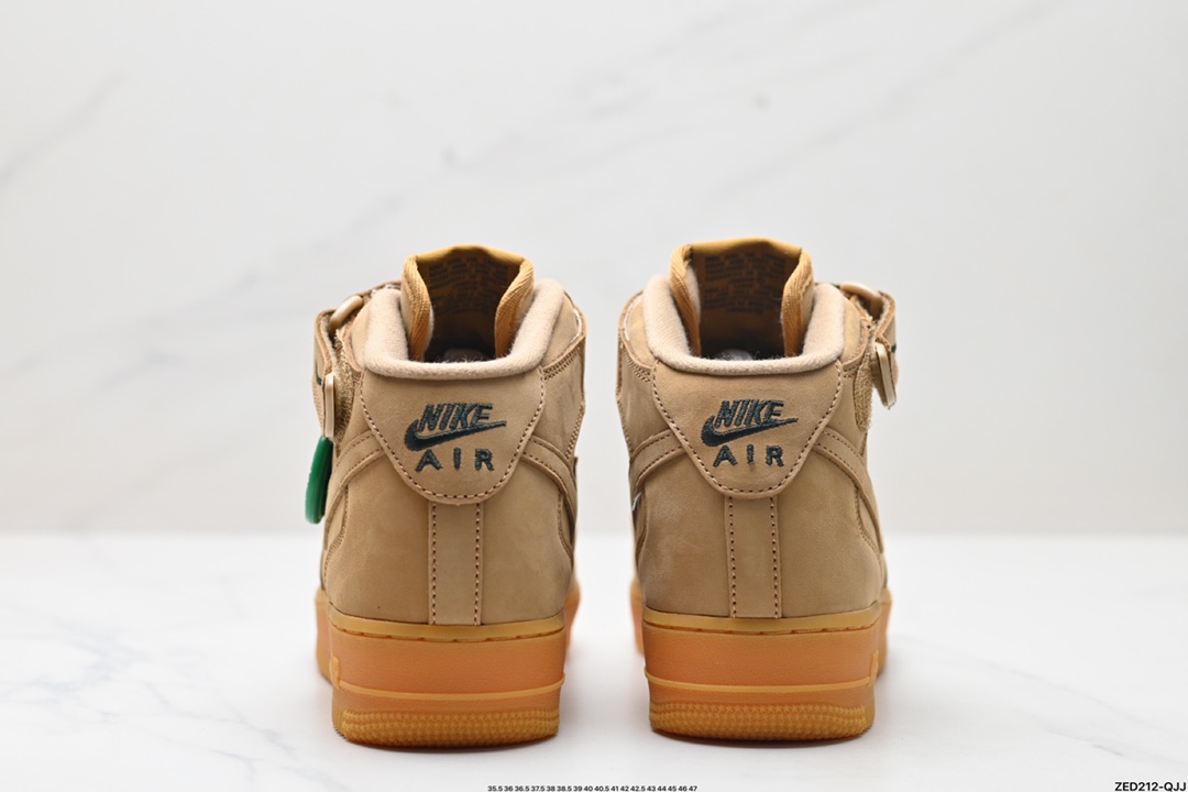 NK Air Force 1 ‘07 Mid”Wheat/Flax“空军一号经典中帮百搭休闲运动板鞋 小麦黄棕18款 715889-200