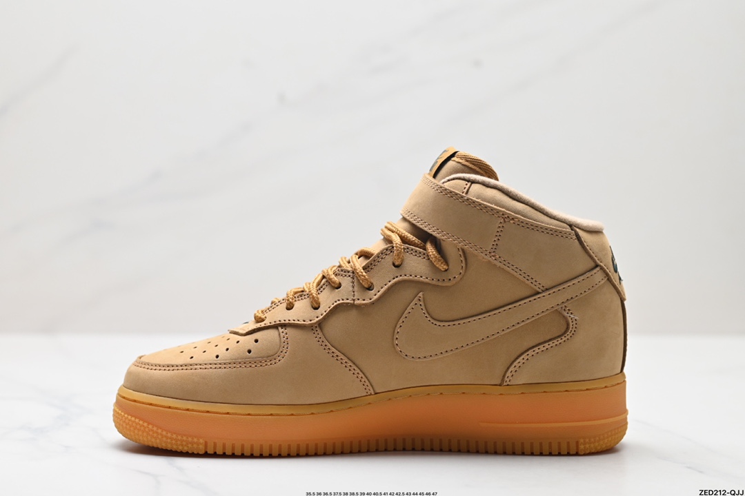 NK Air Force 1 ‘07 Mid”Wheat/Flax“空军一号经典中帮百搭休闲运动板鞋 小麦黄棕18款 715889-200