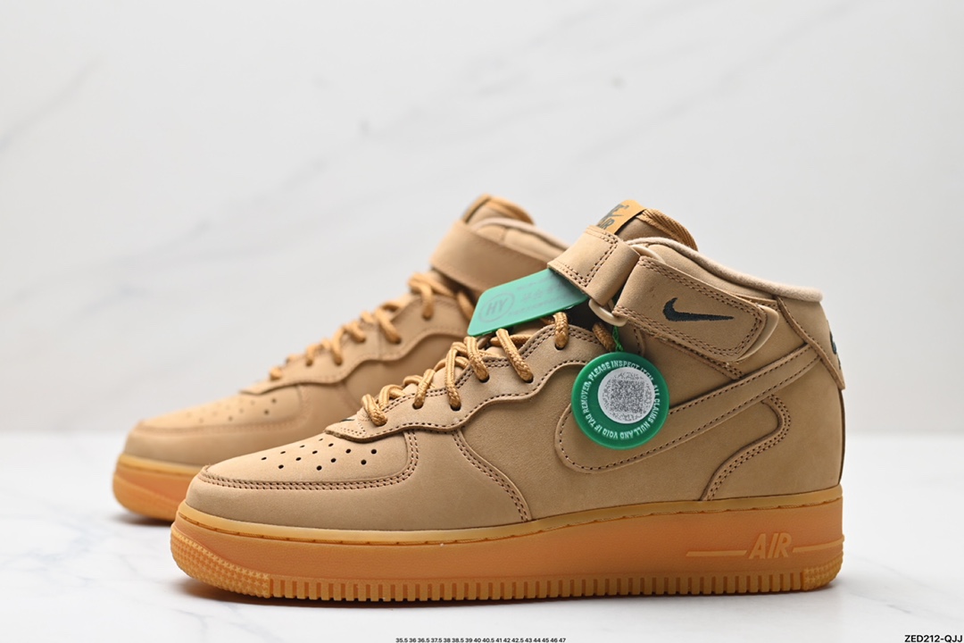 NK Air Force 1 ‘07 Mid”Wheat/Flax“空军一号经典中帮百搭休闲运动板鞋 小麦黄棕18款 715889-200