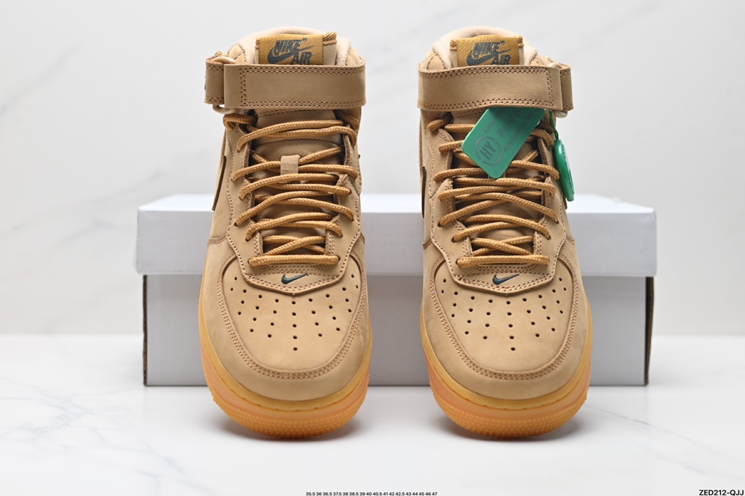 NK Air Force 1 ‘07 Mid”Wheat/Flax“空军一号经典中帮百搭休闲运动板鞋 小麦黄棕18款 715889-200