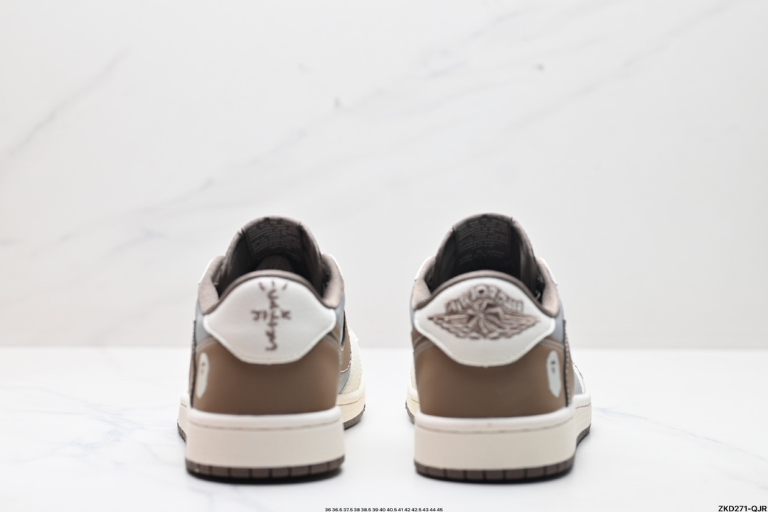 AJ1倒勾Travis Scott x Air Jordan 1 ” Reverse Mocha “ AJ1乔1 TS 闪电 联名倒钩 低帮文化篮球鞋  BB6511-627