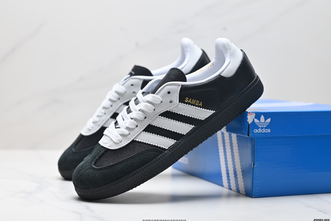 阿迪达斯三叶草Adidas Originals Samba 桑巴舞系列绅士德训足球风百搭低帮休闲运动板鞋  ID1482