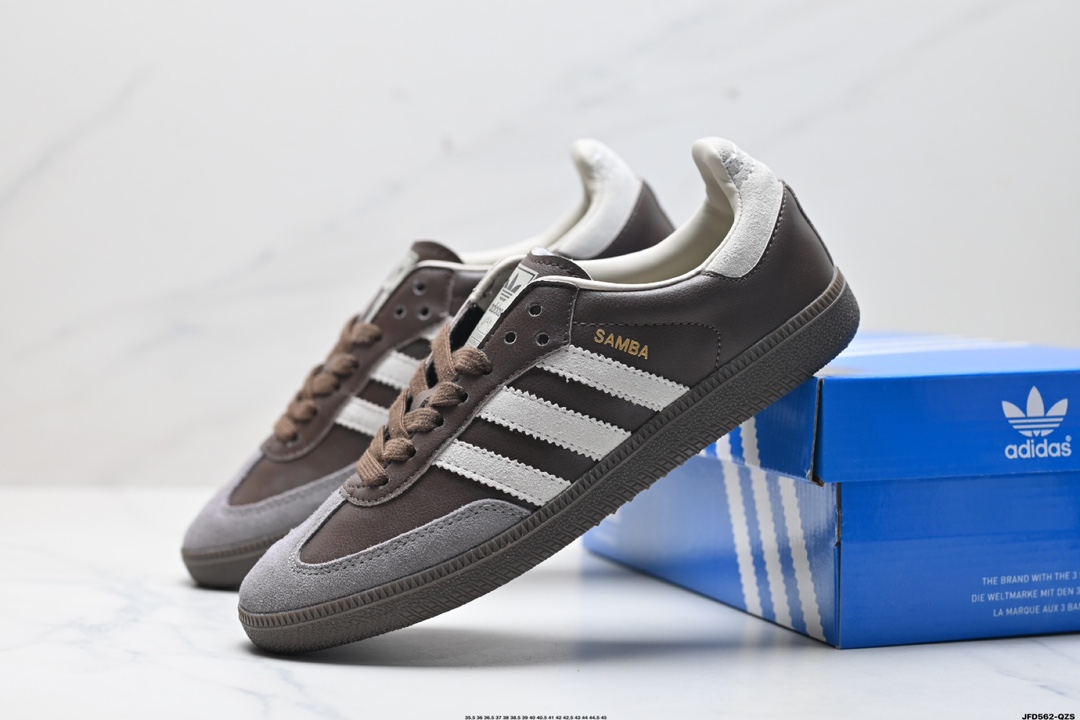 阿迪达斯三叶草Adidas Originals Samba 桑巴舞系列绅士德训足球风百搭低帮休闲运动板鞋  ID1482