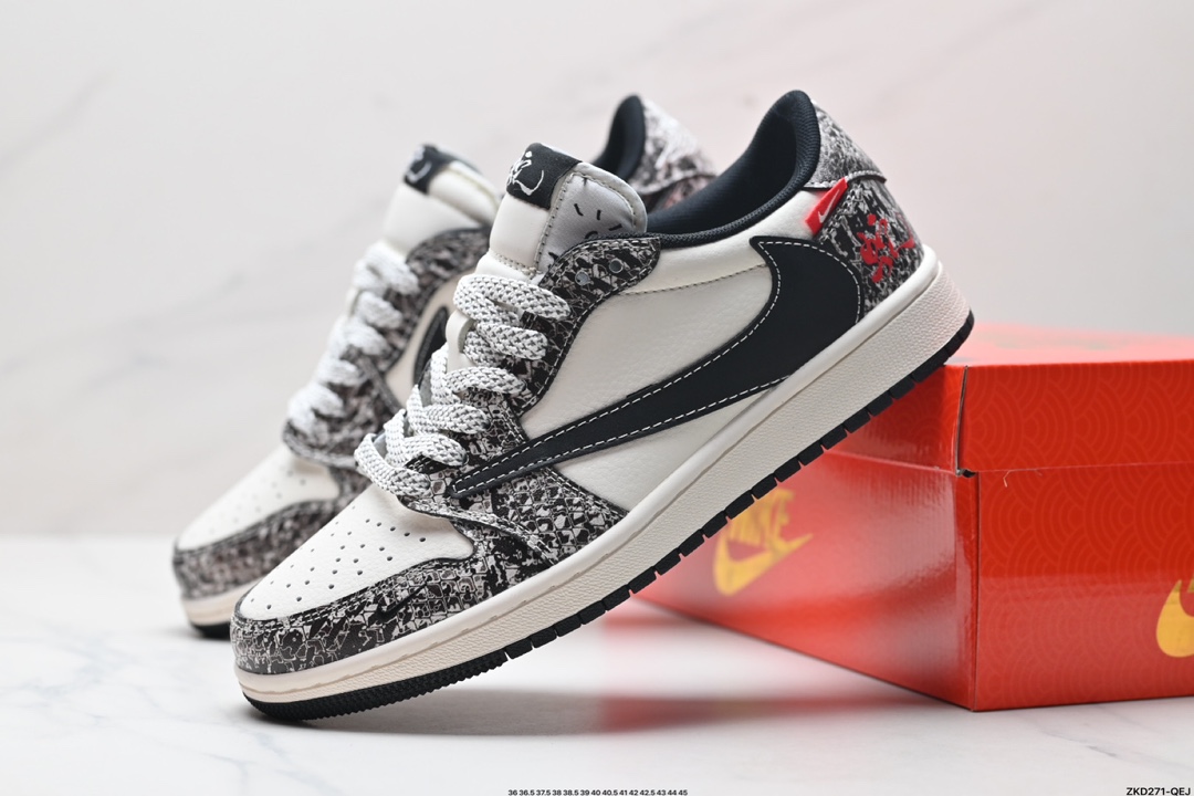 AJ1倒勾Travis Scott x Air Jordan 1 ” Reverse Mocha “ AJ1乔1 TS 闪电 联名倒钩 低帮文化篮球鞋  SJ2068-144