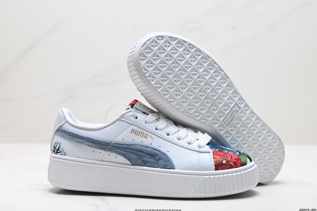 Puma Suede Platfotm Goid防滑耐磨 彪马低帮经典百搭休闲运动板鞋  366123-01