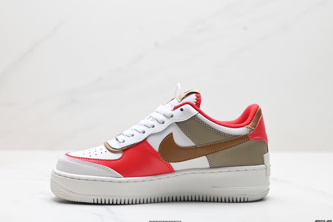 耐克NIKE WMNS Air Force 1 Shadow全新少女系解构主义设计 马卡龙空军一号轻量增高低帮百搭板鞋 HQ3400-030