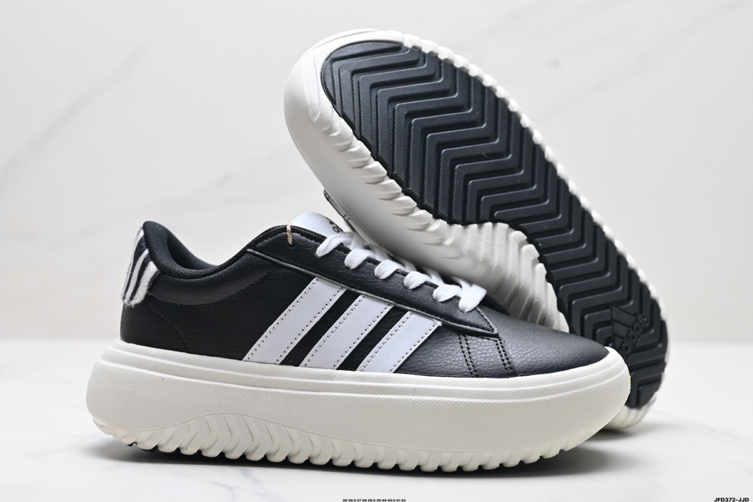 Adidas GRAND COURTBEAT PLATFORM 厚底休闲 耐磨 低帮 板鞋  IH7754