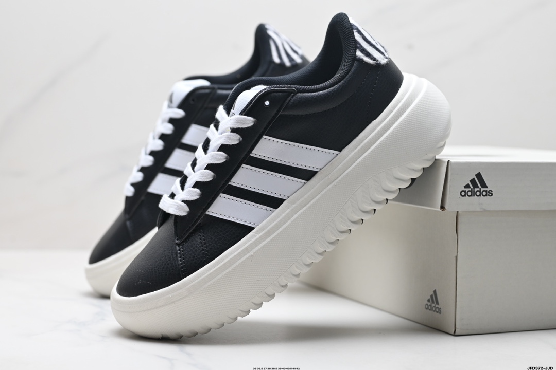 Adidas GRAND COURTBEAT PLATFORM 厚底休闲 耐磨 低帮 板鞋  IH7754