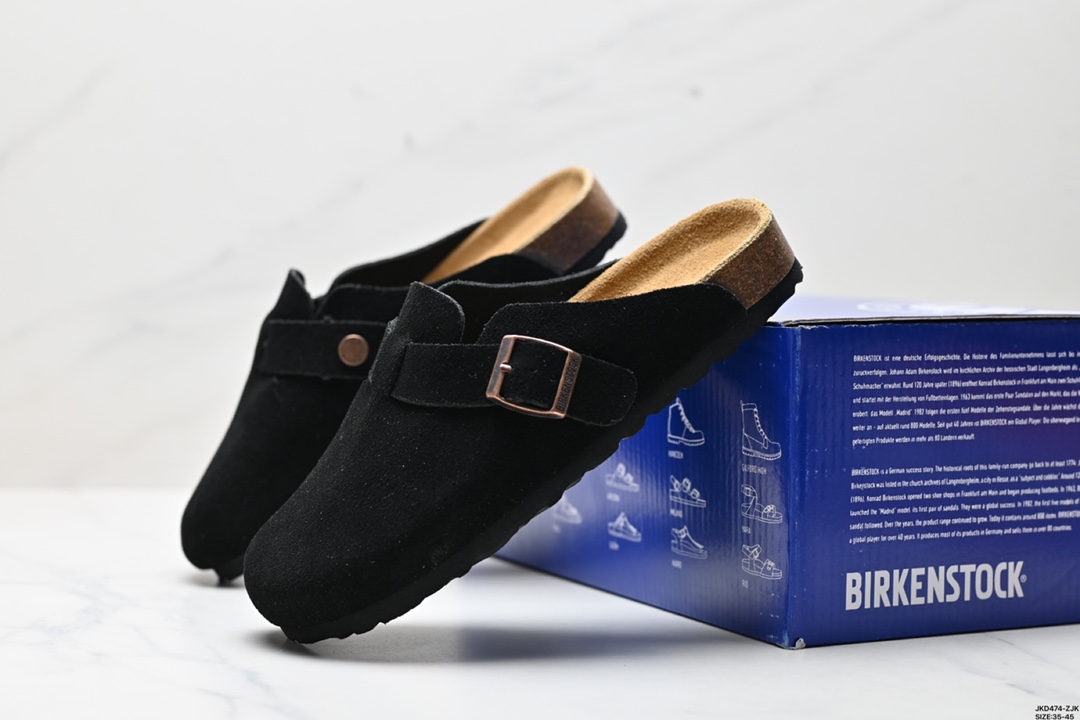 勃肯Birkenstock Boston Suede Shearling 波士顿系列士低帮包头露跟休闲鞋“反绒羚羊棕加绒” 0560773
