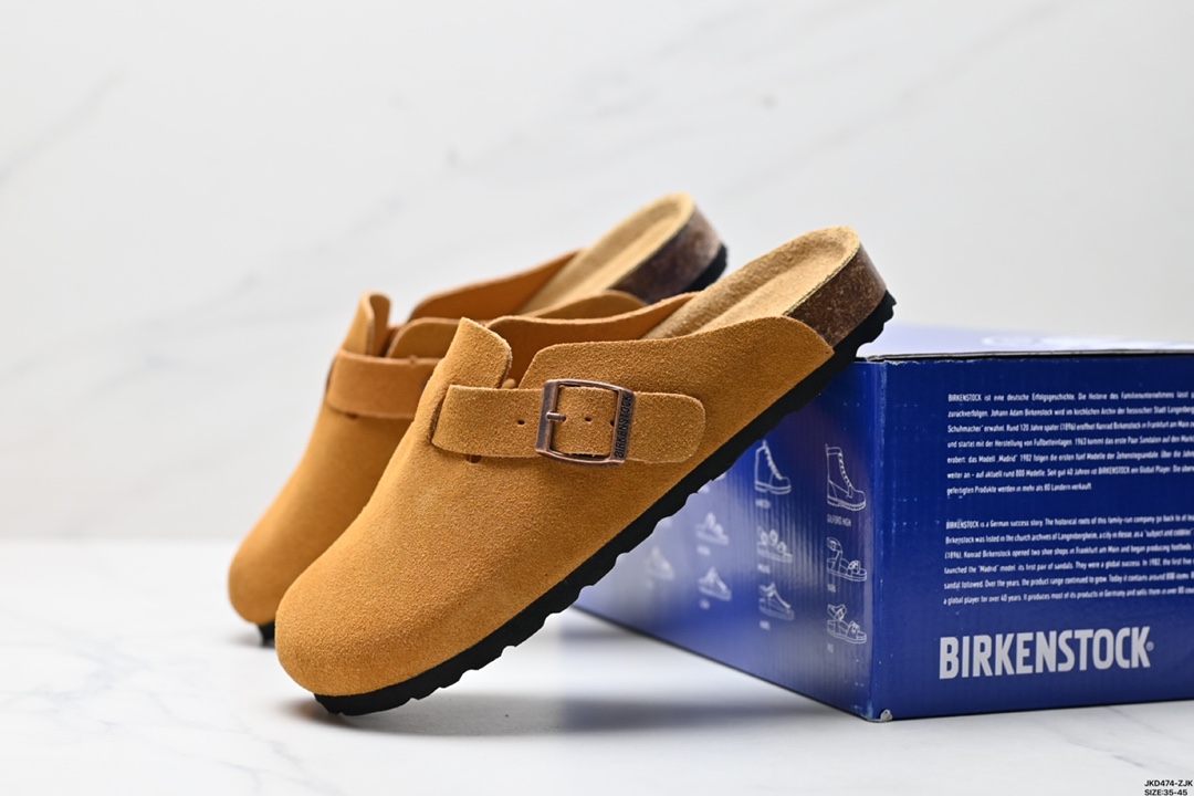 勃肯Birkenstock Boston Suede Shearling 波士顿系列士低帮包头露跟休闲鞋“反绒羚羊棕加绒” 0560773