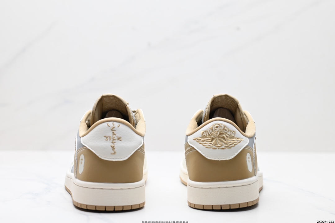 AJ1倒勾Travis Scott x Air Jordan 1 ” Reverse Mocha “ AJ1乔1 TS 闪电 联名倒钩 低帮文化篮球鞋  BB6511-623