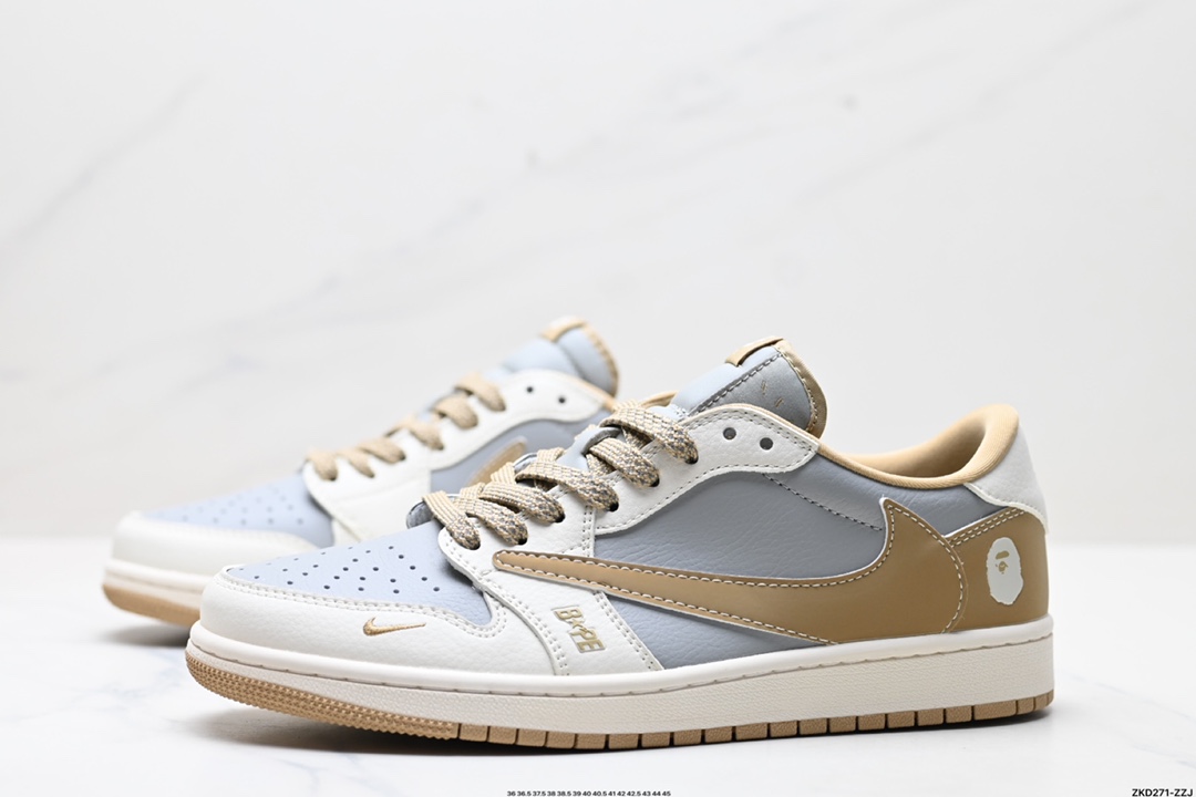AJ1倒勾Travis Scott x Air Jordan 1 ” Reverse Mocha “ AJ1乔1 TS 闪电 联名倒钩 低帮文化篮球鞋  BB6511-623