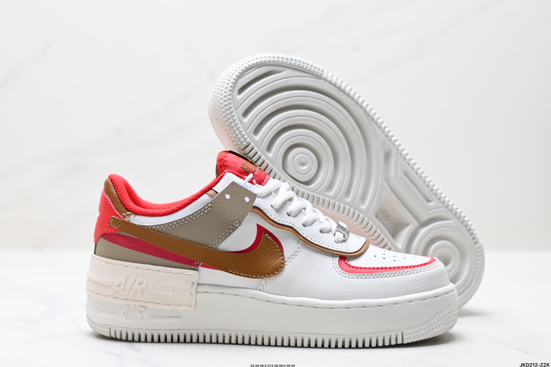 耐克NIKE WMNS Air Force 1 Shadow全新少女系解构主义设计 马卡龙空军一号轻量增高低帮百搭板鞋  HQ3400-030