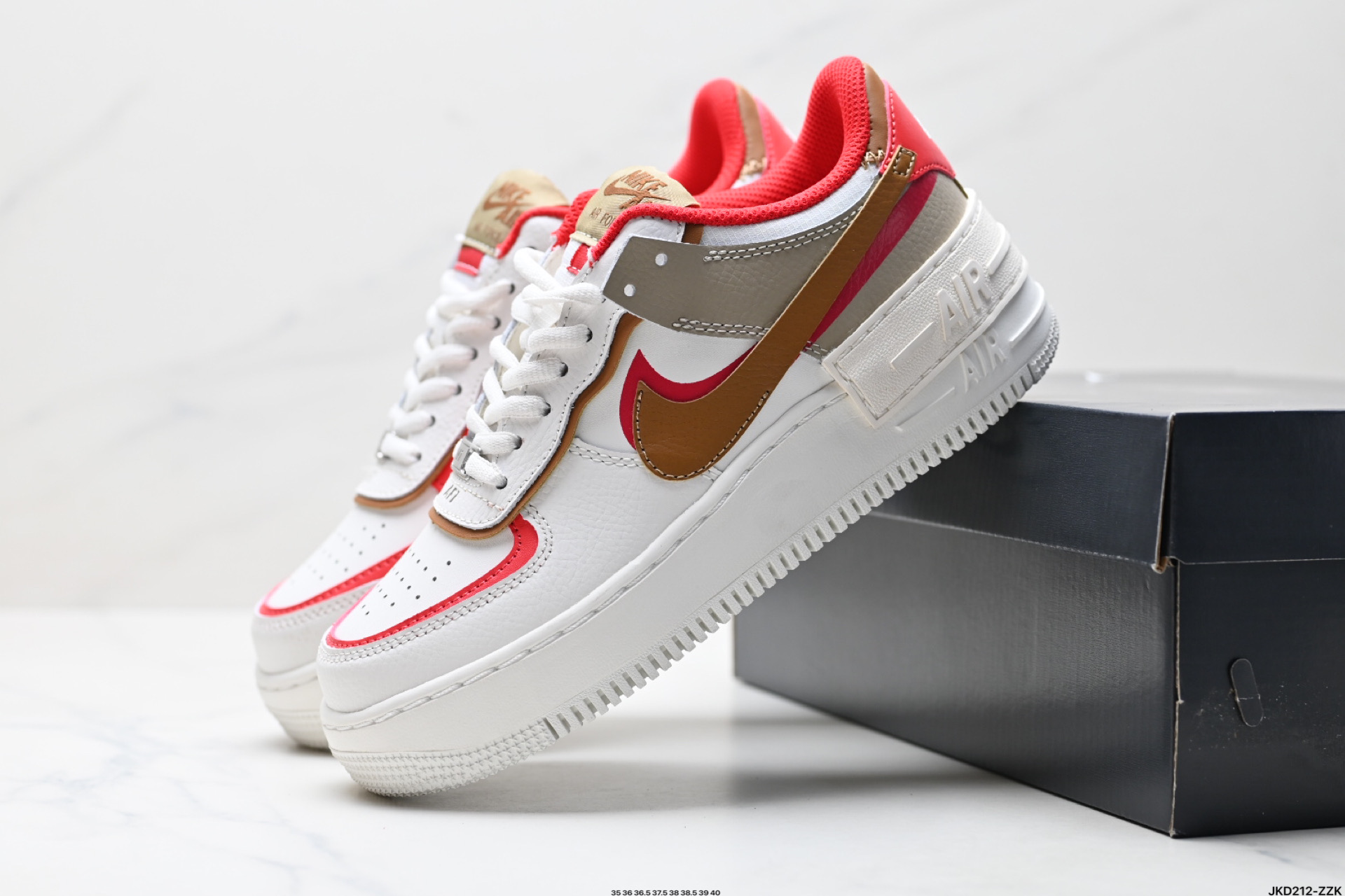 耐克NIKE WMNS Air Force 1 Shadow全新少女系解构主义设计 马卡龙空军一号轻量增高低帮百搭板鞋  HQ3400-030
