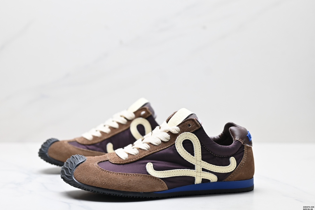 LOEWE罗意威 Ballet Runner 2.0小牛皮 圆头系带 低帮 生活休闲鞋 LLBR282X