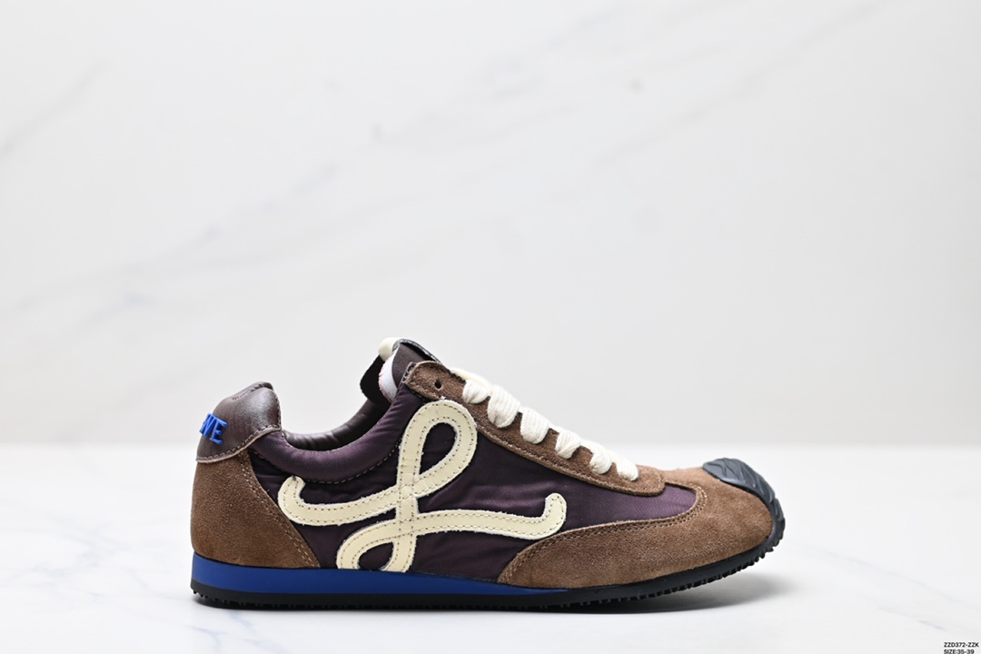 LOEWE罗意威 Ballet Runner 2.0小牛皮 圆头系带 低帮 生活休闲鞋 LLBR282X