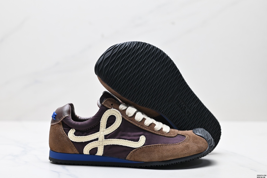 LOEWE罗意威 Ballet Runner 2.0小牛皮 圆头系带 低帮 生活休闲鞋 LLBR282X