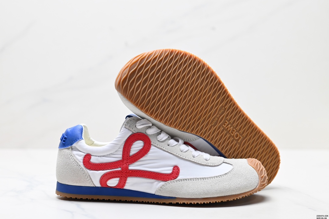 LOEWE罗意威 Ballet Runner 2.0小牛皮 圆头系带 低帮 生活休闲鞋 LLBR282X
