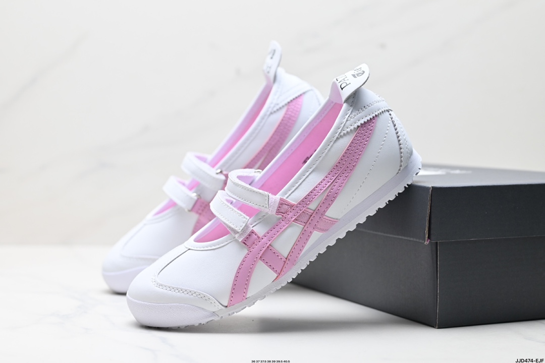 Patou x Onitsuka Tiger鬼塚虎 MEXICO 66 BALLERINA WHITE/COTTON CANDY 舒适百搭 一脚蹬平跟玛丽珍鞋 1183A379-101