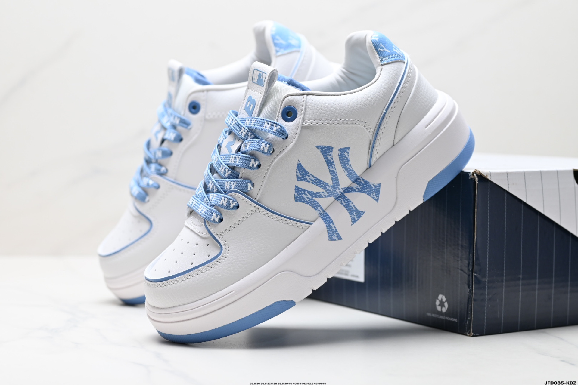 180  MLB CHUNKY LINER DENIM MONOGRAM BL 复古印花老爹鞋  3ASXD025N