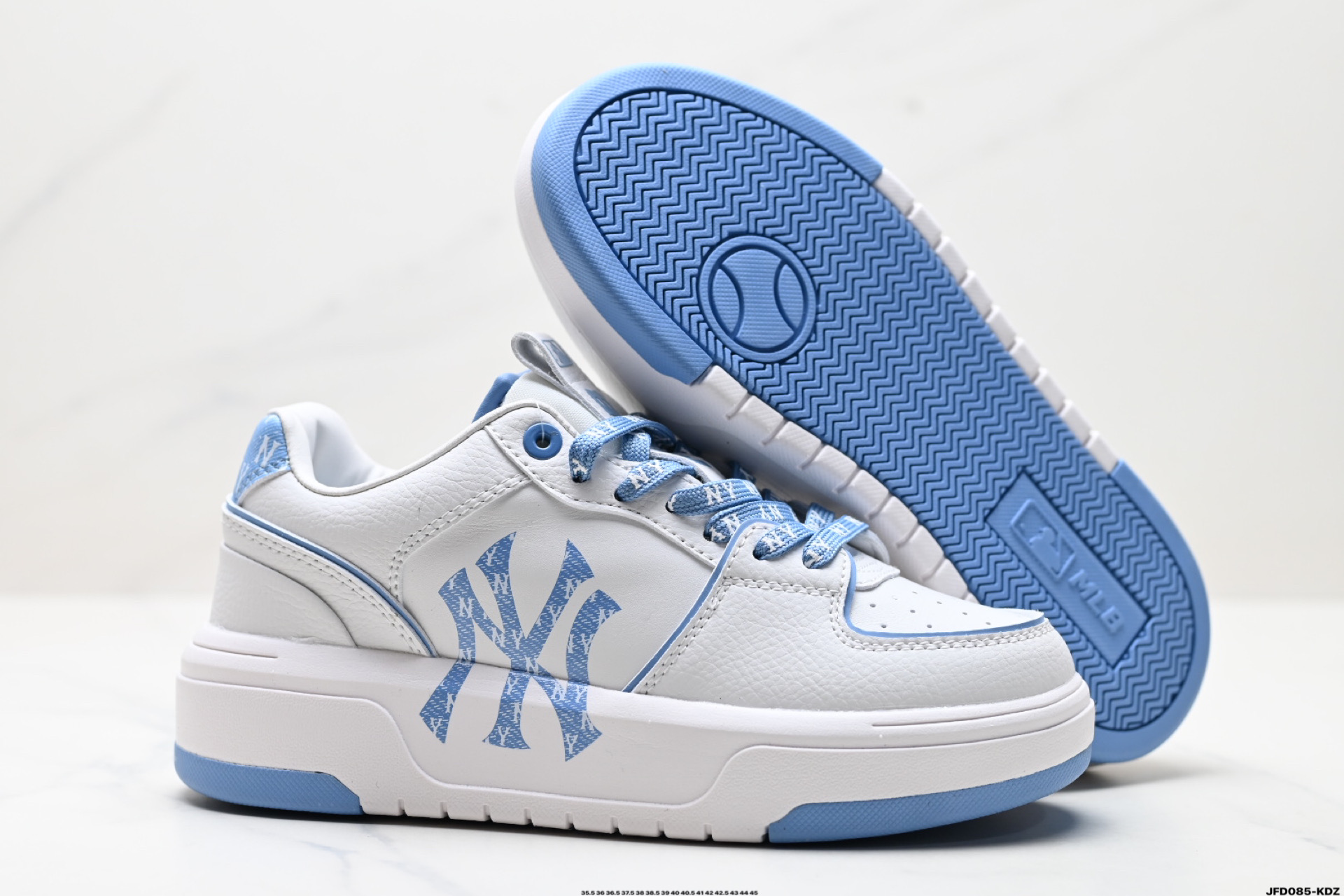 180  MLB CHUNKY LINER DENIM MONOGRAM BL 复古印花老爹鞋  3ASXD025N
