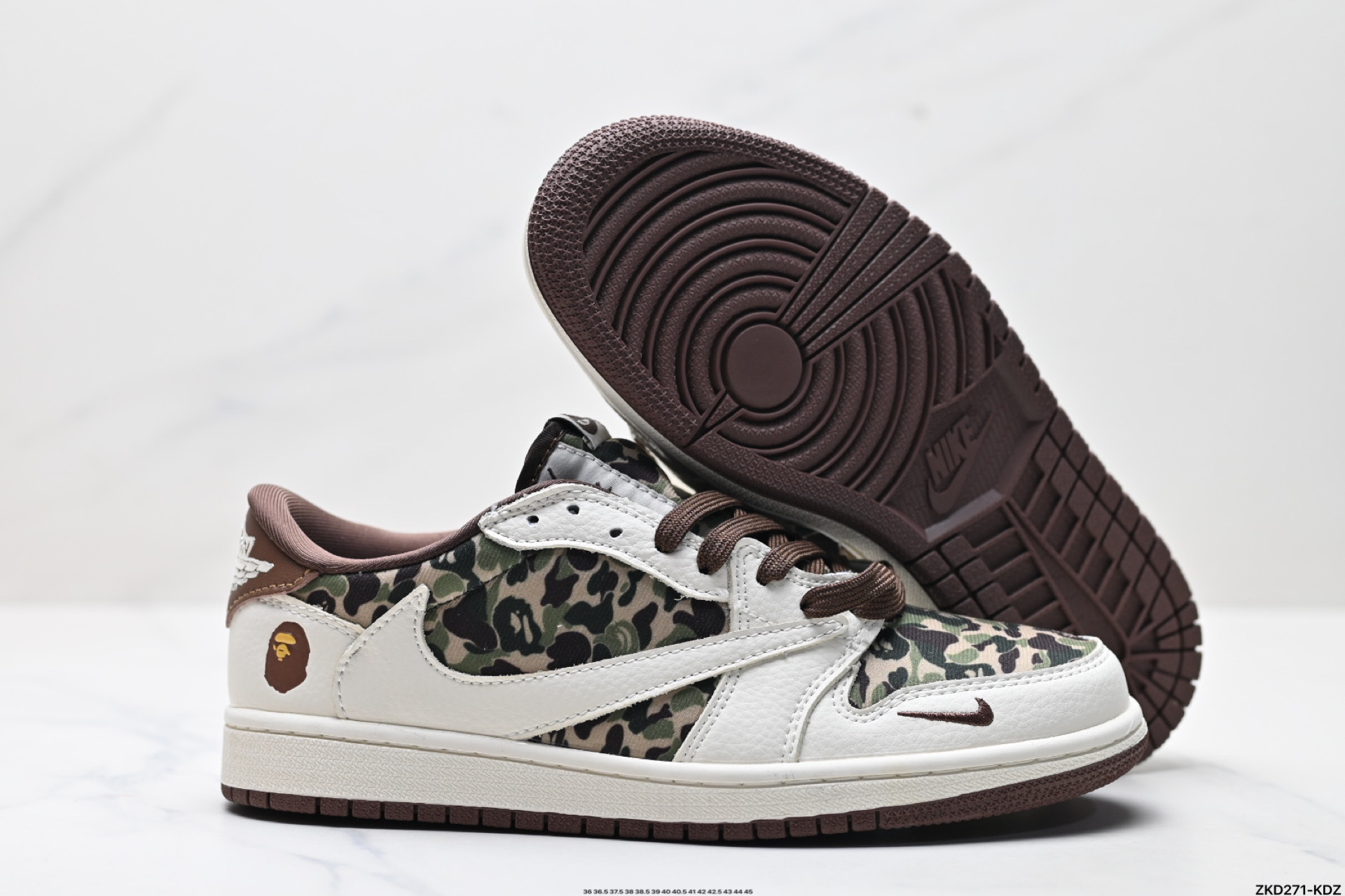 280 AJ1倒勾Travis Scott x Air Jordan 1 ” Reverse Mocha “ AJ1乔1 TS 闪电 联名倒钩 低帮文化篮球鞋  XS2024-019