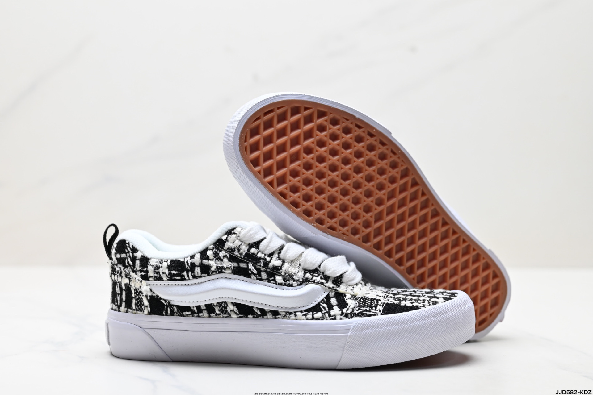 140 范斯Vans Knu-Skool 千鸟格 小香风 耐磨 低帮 板鞋