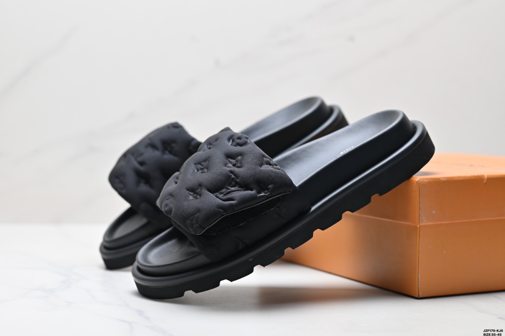 Louis Vuitton Pool Pillow Comfort Flat Sandal Monogram Embossed Black 6 i1744905822479 445 0 4