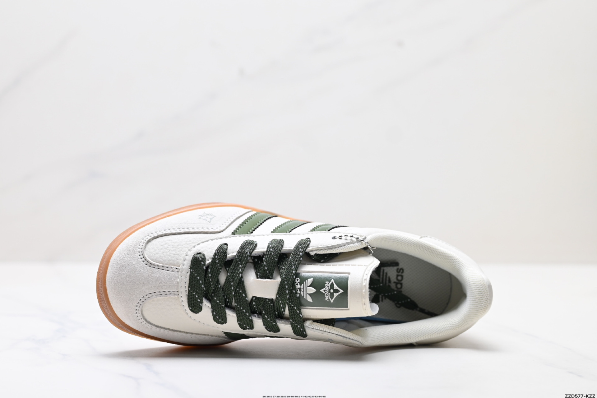 adidas originals GAZELLE INDOOR Indoor LV T头鞋 防滑耐磨轻便 低帮 板鞋 男女同款 白绿 DM1234-001
