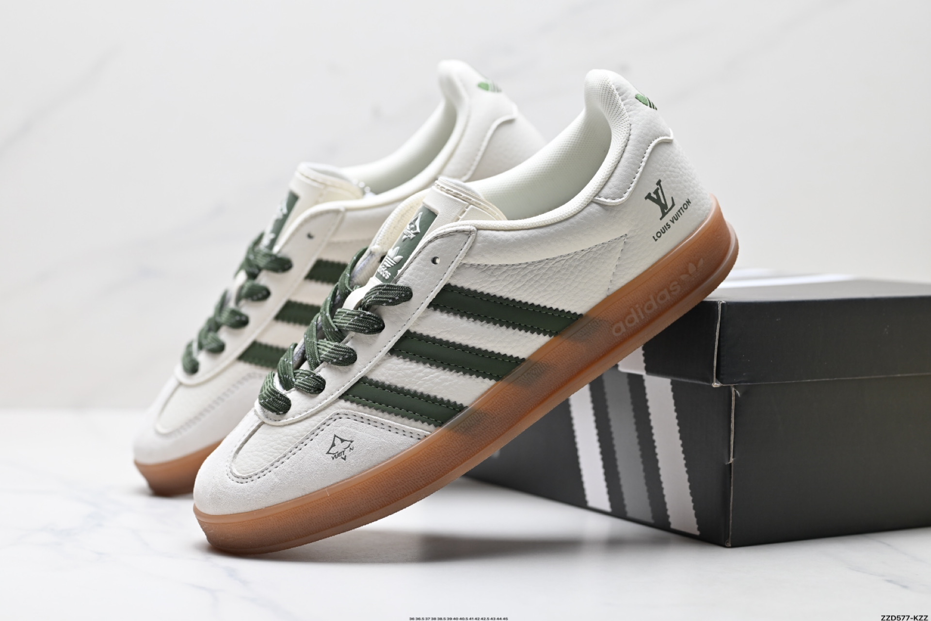 adidas originals GAZELLE INDOOR Indoor LV T头鞋 防滑耐磨轻便 低帮 板鞋 男女同款 白绿 DM1234-001