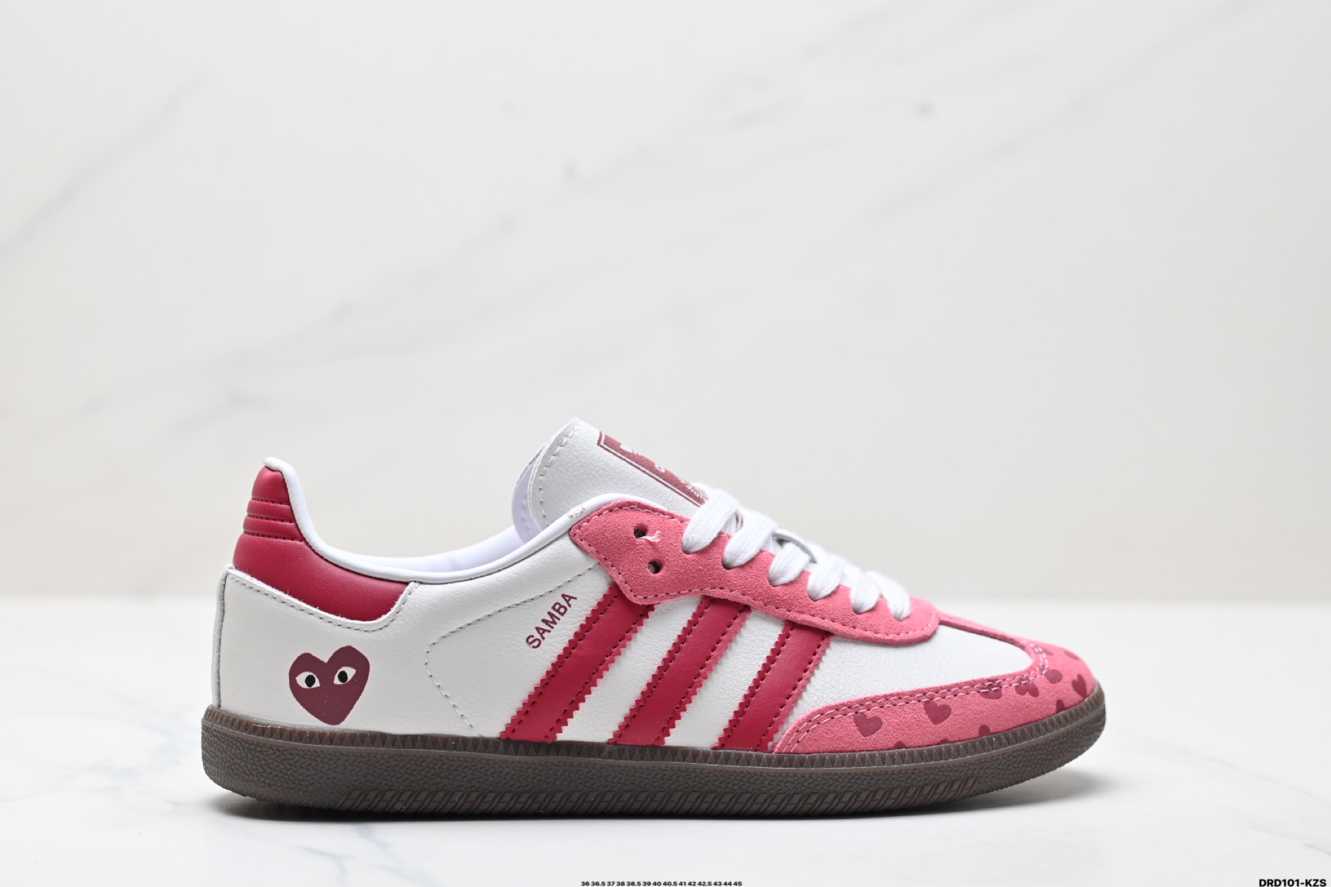 白红爱心PW2414 D❄️阿迪达斯三叶草Adidas Originals Samba OG 桑巴舞系列绅士德训足球风百搭低帮休闲运动板鞋 ID:DRD101-KZS