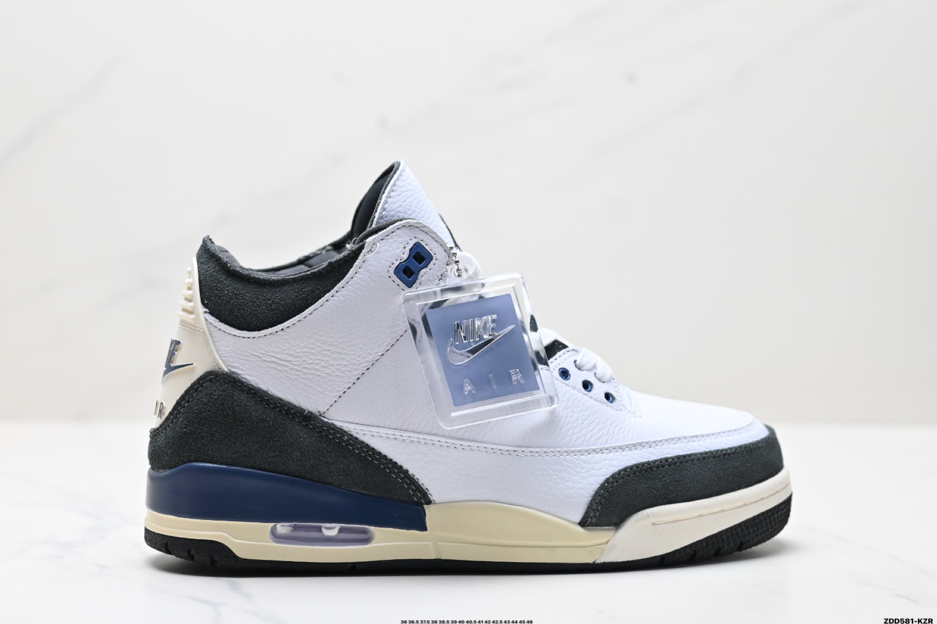 Air Jordan 3 Retro Basketball Shoes - Mid-Top, Casual, Athletic, White/Blue