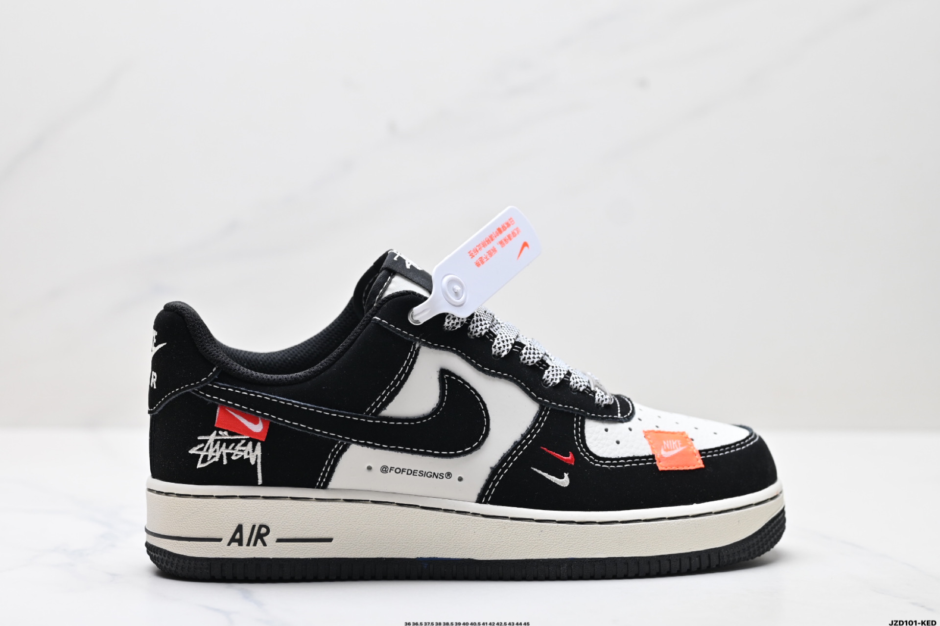 Nike Air Force 1 '07 Low Stüssy Black and White Casual Sneakers