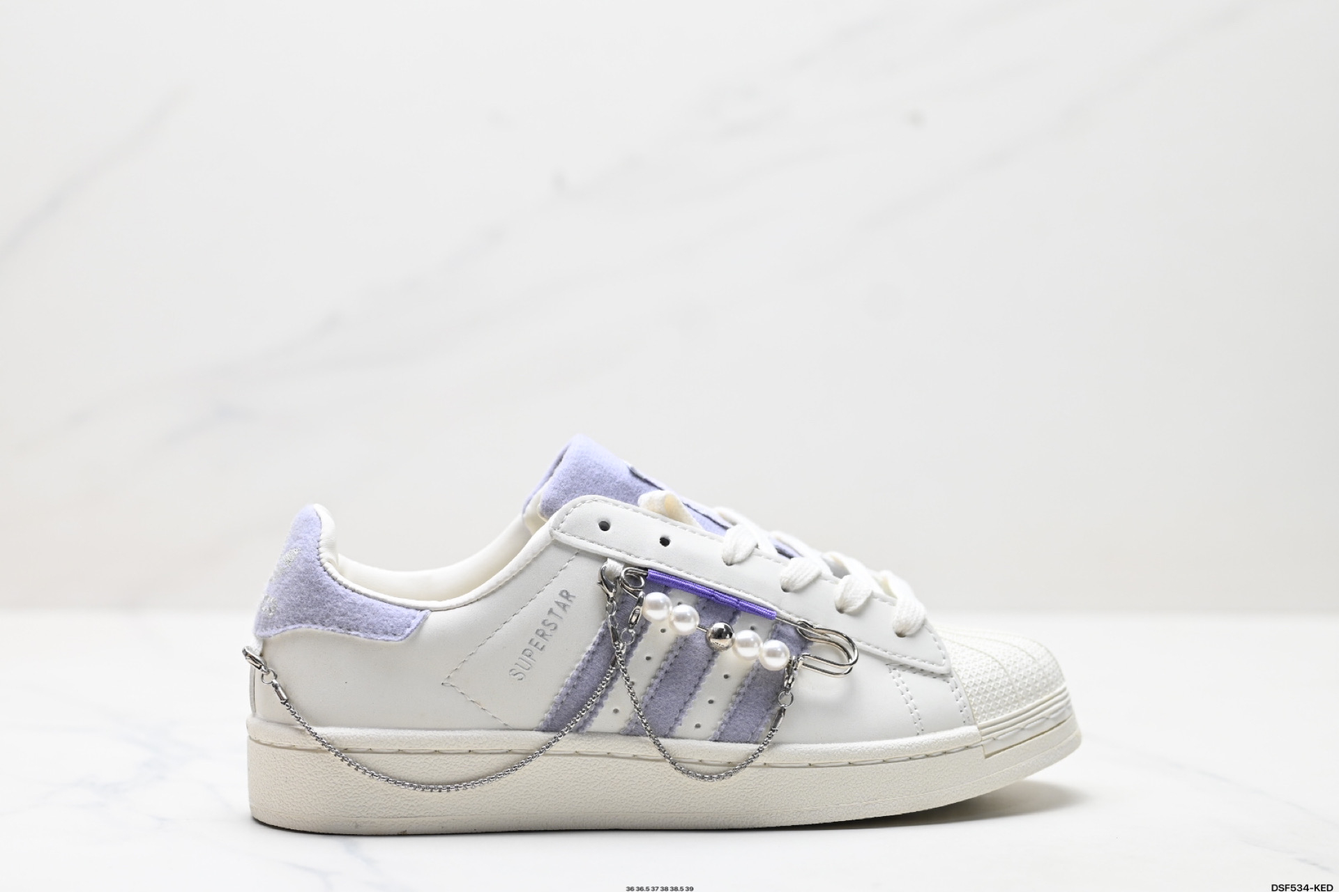 Adidas Originals Superstar Low Top Casual Sneakers in White and Lilac