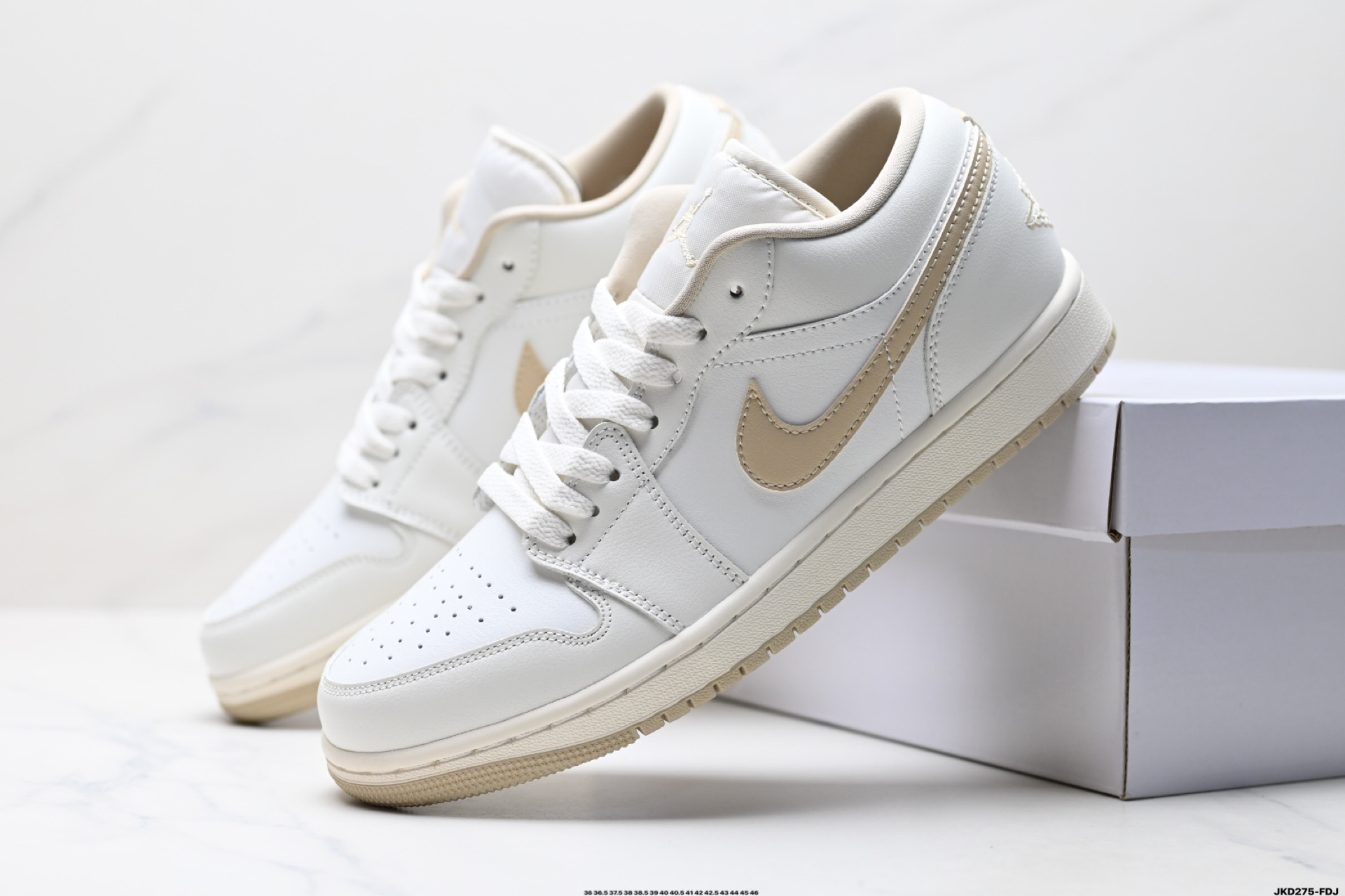 Nike Air Jordan 1 Low White/Tan Leather Casual Shoes DC0774-112 9 i1746031772349 6673 0 7
