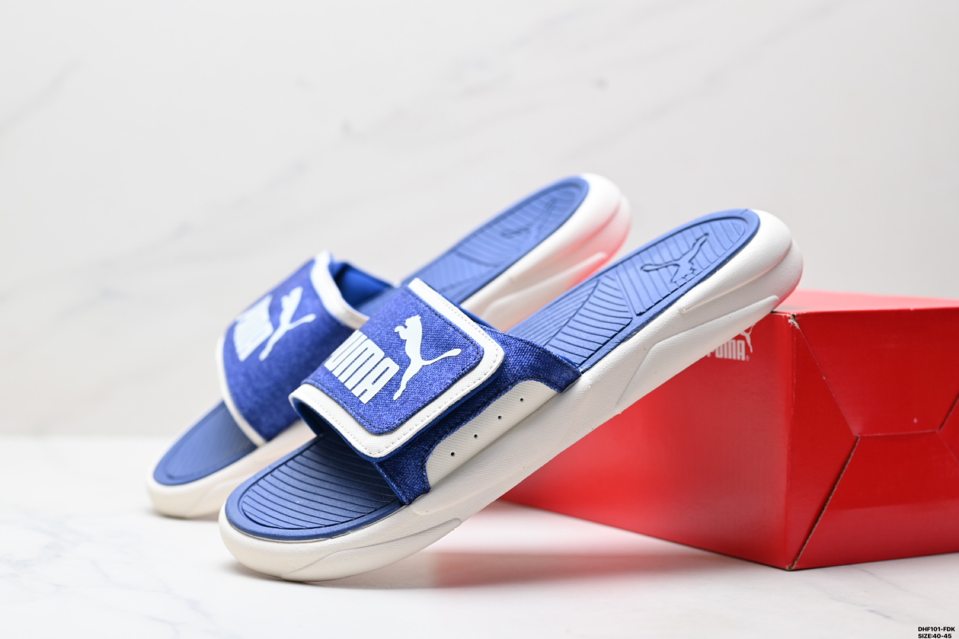 PUMA Royalcat Comfort Denim 彪马 魔术贴 舒适透气 橡胶底拖鞋 389154-01