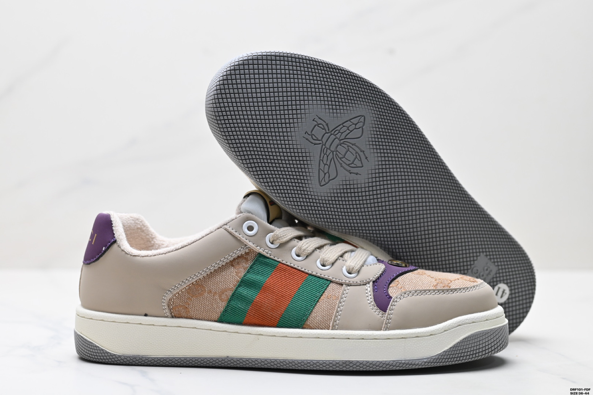 Gucci Distressed Screener Sneaker, Retro Style, Size 36-44, DRF101-FDF 4 i1746378057291 3049 0 4