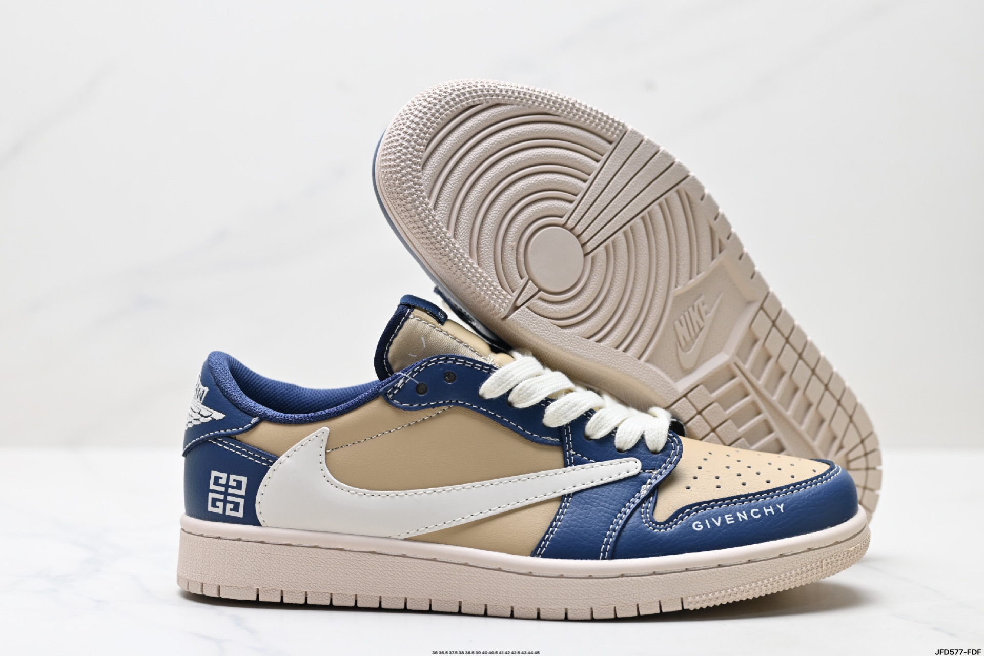 Givenchy Air Jordan 1 Low Blue Tan Leather Sneakers - Size 36-45 4 i1746378575274 6290 0 4